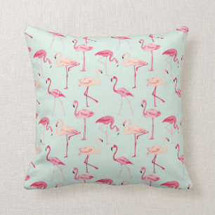 Retro Flamingo Pattern Throw Pillow