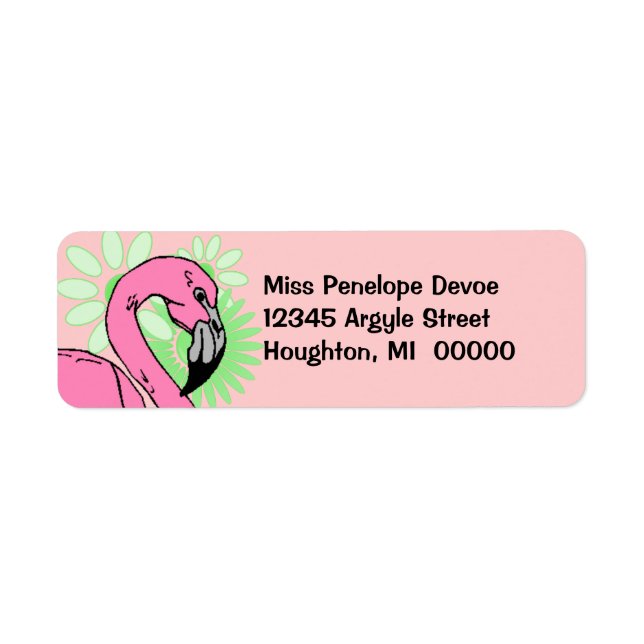Retro Flamingo Pink White Return Address Label (Front)