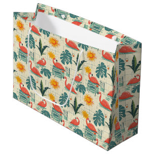 Retro Flamingo Poolside Summer Pattern (12) Large Gift Bag