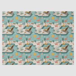 Retro Flamingo Poolside Summer Pattern (1) Tissue Paper