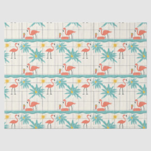 Retro Flamingo Poolside Summer Pattern (2) Tissue Paper