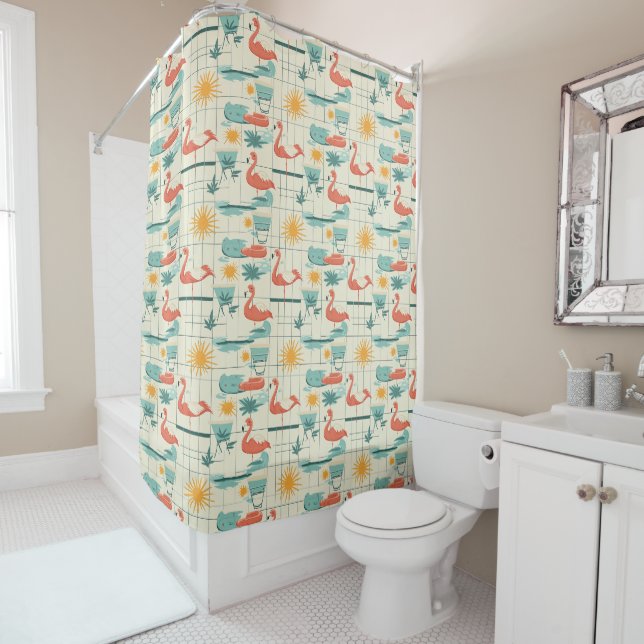 Retro Flamingo Poolside Summer Pattern (3) (In Situ)