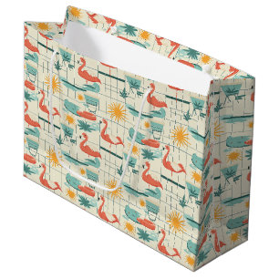 Retro Flamingo Poolside Summer Pattern (3) Large Gift Bag