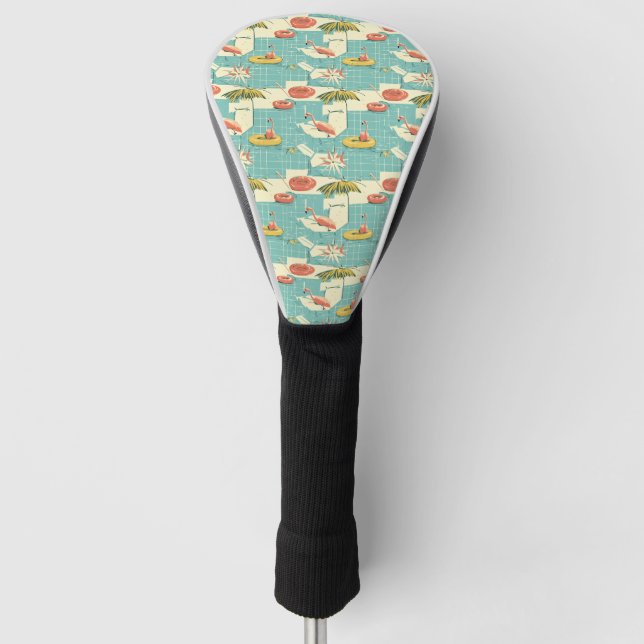 Retro Flamingo Poolside Summer Pattern (4) Golf Head Cover (Front)
