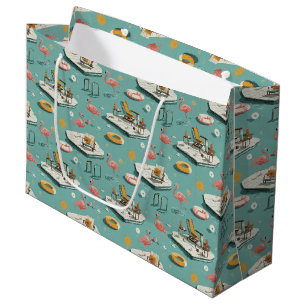 Retro Flamingo Poolside Summer Pattern (8) Large Gift Bag