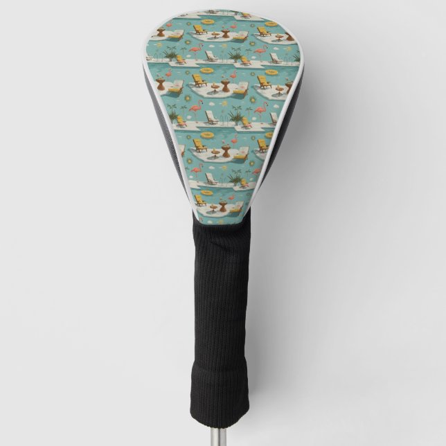Retro Flamingo Poolside Summer Pattern (9) Golf Head Cover (Front)