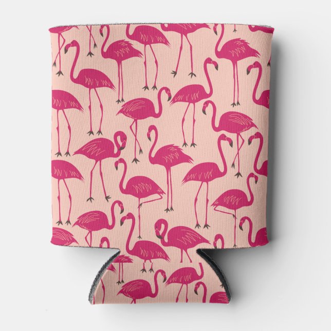 Retro Flamingo | Summer Poolside Sunset Sherbet Can Cooler (Front)