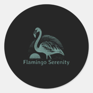 Retro Flamingo Sunset Funny 70s 80s 90s Men Women Classic Round Sticker