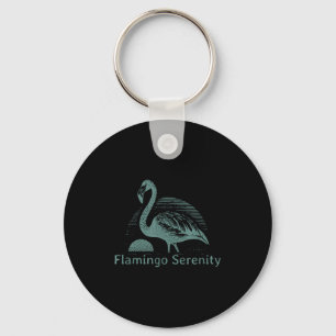 Retro Flamingo Sunset Funny 70s 80s 90s Men Women  Keychain