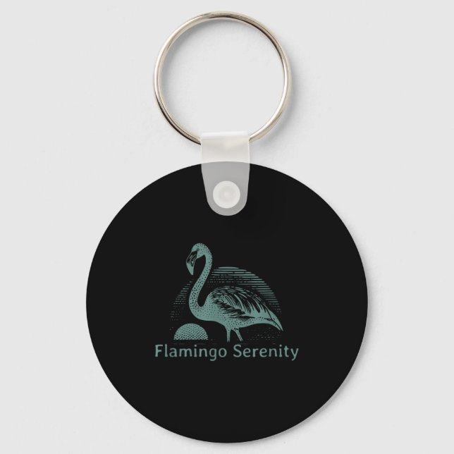 Retro Flamingo Sunset Funny 70s 80s 90s Men Women  Keychain (Front)