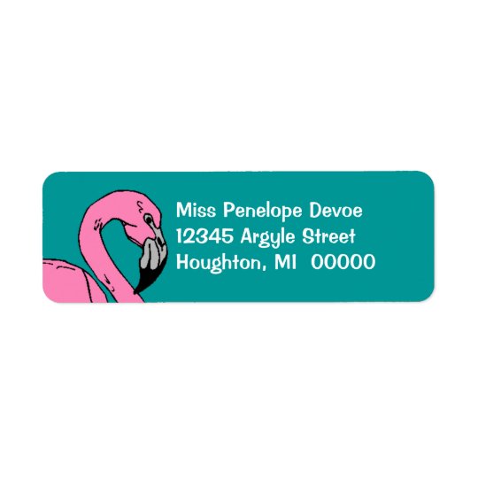 Retro Flamingo Teal Blue Return Address Labels