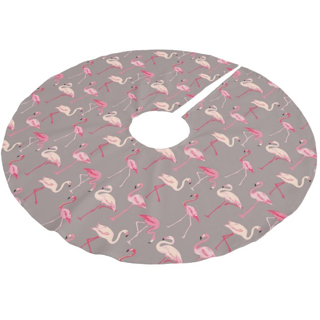Retro Flamingos | Monogram 2 Brushed Polyester Tree Skirt (Angled)