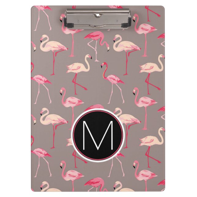 Retro Flamingos | Monogram Clipboard (Front)