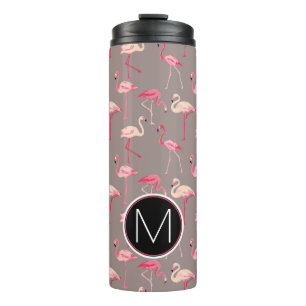 Retro Flamingos   Monogram Thermal Tumbler