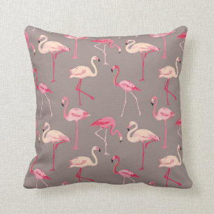 Retro Flamingos Throw Pillow