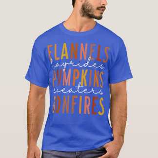 Retro Flannels Bonfires Pumpkins Funny Fall Vibes  T-Shirt
