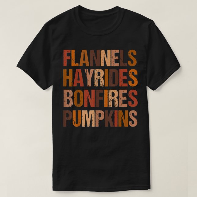 Retro Flannels Hayrides Bonfires Pumpkins Fall Sea T-Shirt (Design Front)