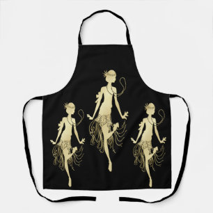 Retro Flappers Black Background Apron