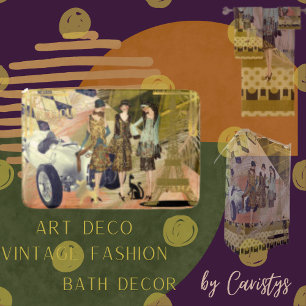 Retro Flappers in Paris Bath Mat