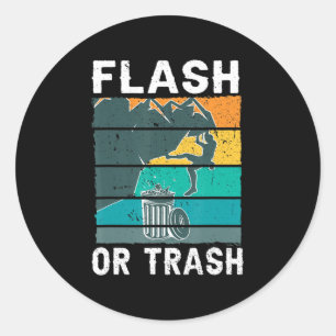 Retro Flash or Trash Fun Rock Climbing Mountain Bo Classic Round Sticker