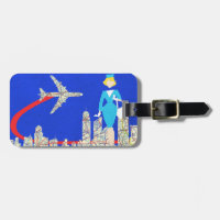 Retro Flight Attendant Customizable Luggage Tag