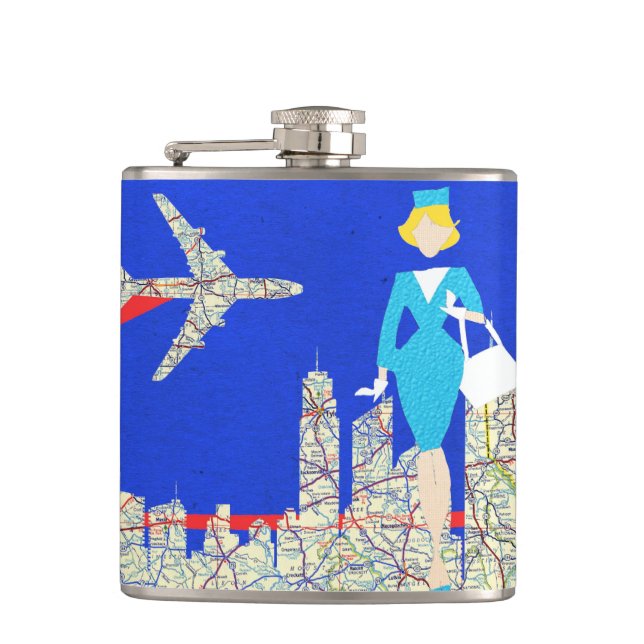 Retro Flight Attendant Flask (Front)