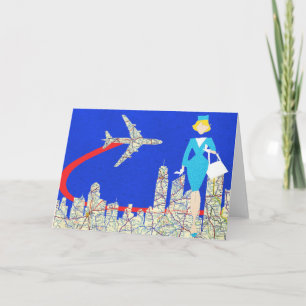 Retro Flight Attendant Greeting Card