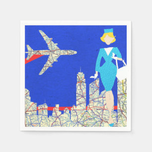 Retro Flight Attendant Paper Napkins