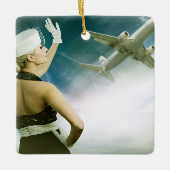 Retro Flight Attendant - SRF Ceramic Ornament (Front)