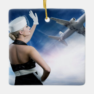 Retro Flight Attendant - SRF Ceramic Ornament