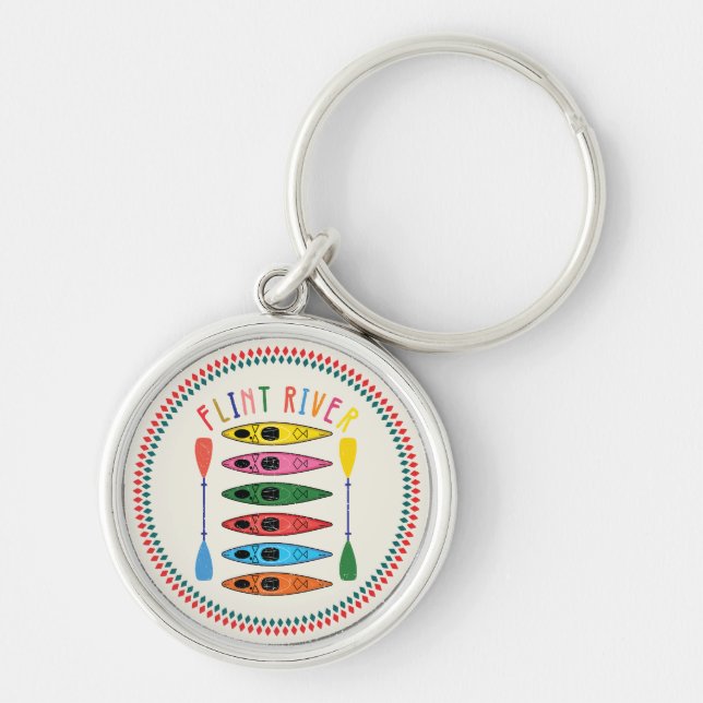 Retro Flint River Kayaking Keychain (Front)