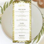 Retro Floating Ink Gold Green Silk Menu<br><div class="desc">Retro Floating Ink Gold Green Silk - Menu. A perfect complement to your wedding suite to truly elevate your guests' experience. You can customize the text to add your personal touch by using the "personalize" feature and the easy to use template. Remidevan© *Sample Menu Inspired by Vancouver's Award Winning Salmon...</div>