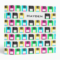Retro Floppy Disc Pixel Pattern Colourful Name