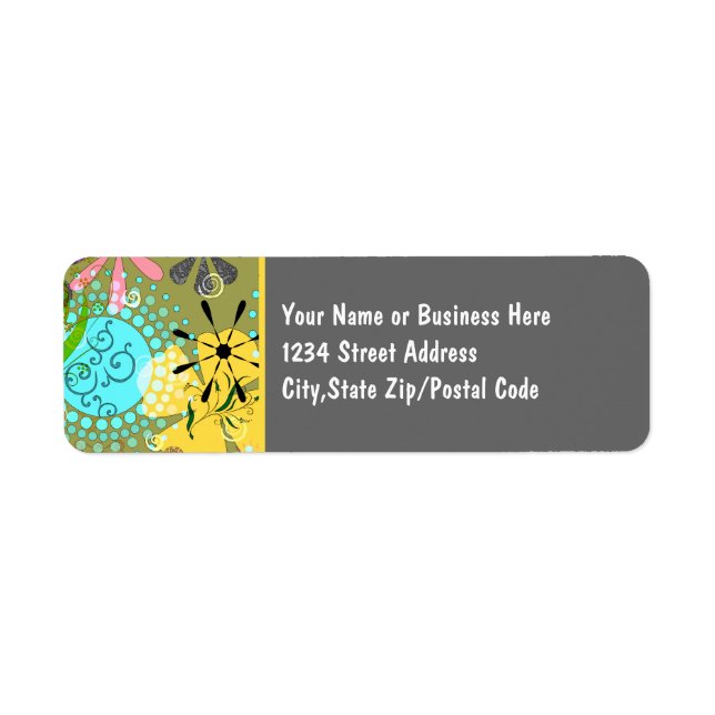 Retro Floral 1 Return Address Labels (Front)