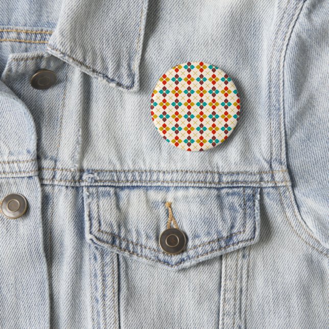 Retro Floral  2 Inch Round Button (In Situ)