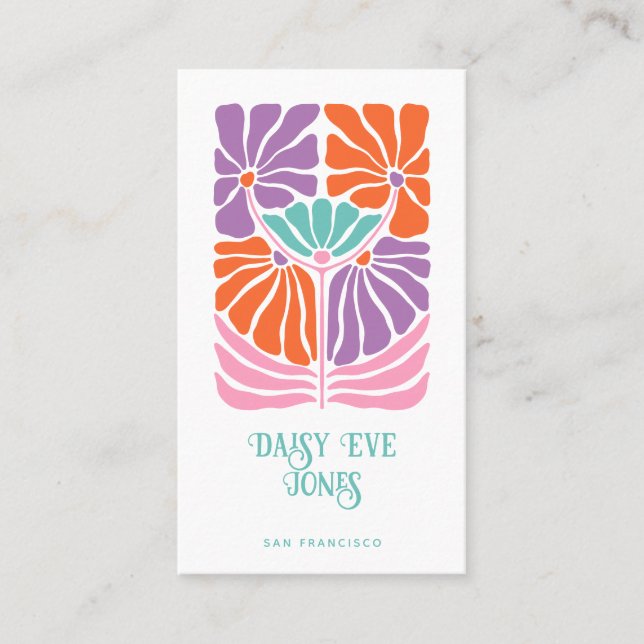 Retro Floral 70's Business Card (Front)