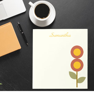 Retro Floral Abstract Minimalist Personalized Notepad