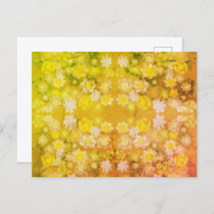 Retro Floral Abstract Salty Watercolor Pattern  Postcard