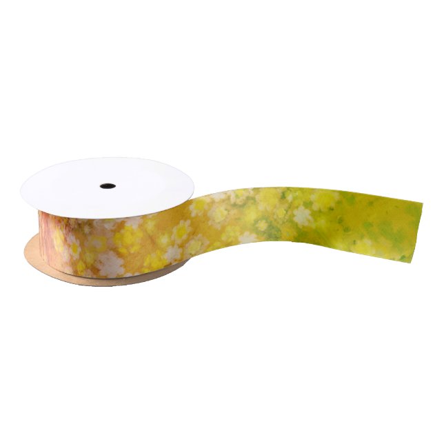 Retro Floral Abstract Salty Watercolor Pattern  Satin Ribbon (Spool)