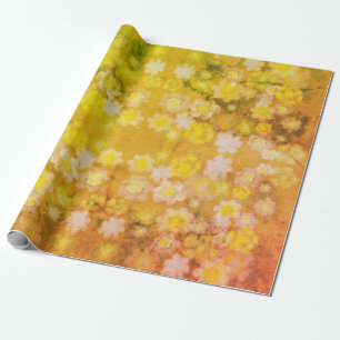 Retro Floral Abstract Salty Watercolor Pattern  Wrapping Paper