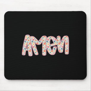 Retro Floral Amen Happy Christian Easter Bible Ver Mouse Pad