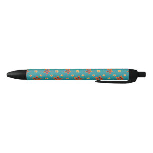 Retro Floral and Polka Dots on Teal Black Trim Pen