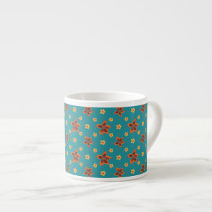 Retro Floral and Polka Dots on Teal Espresso Mug