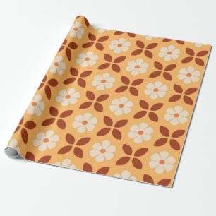 Retro Floral Autumn Leaves Seamless Pattern Wrapping Paper