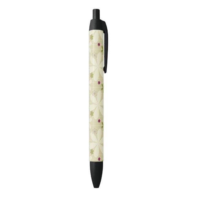 Retro Floral Background Black Ink Pen (Bottom (Vertical))