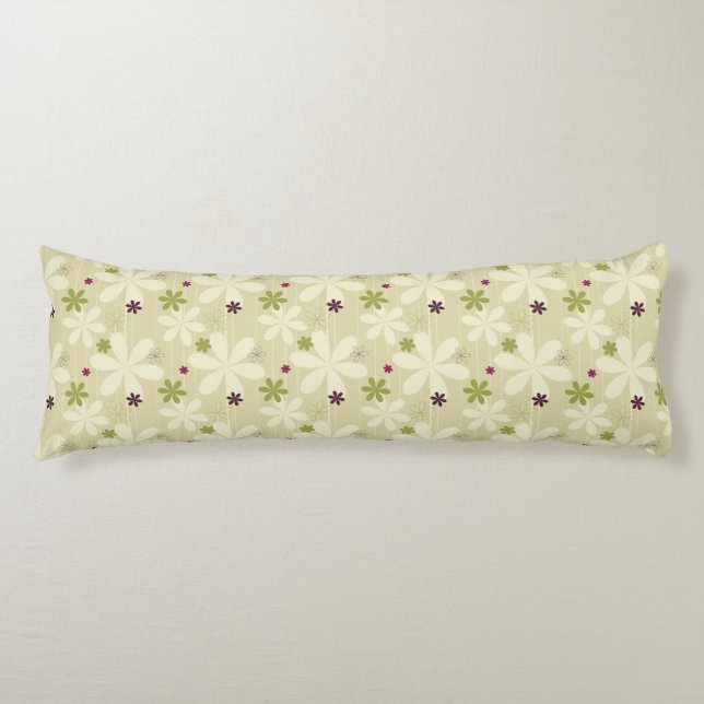 Retro Floral Background Body Pillow (Front)