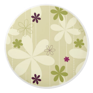 Retro Floral Background Ceramic Knob