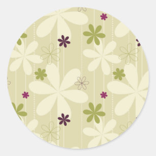 Retro Floral Background Classic Round Sticker