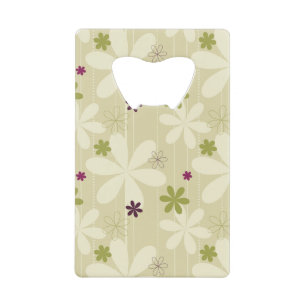 Retro Floral Background Credit Card Bottle Opener