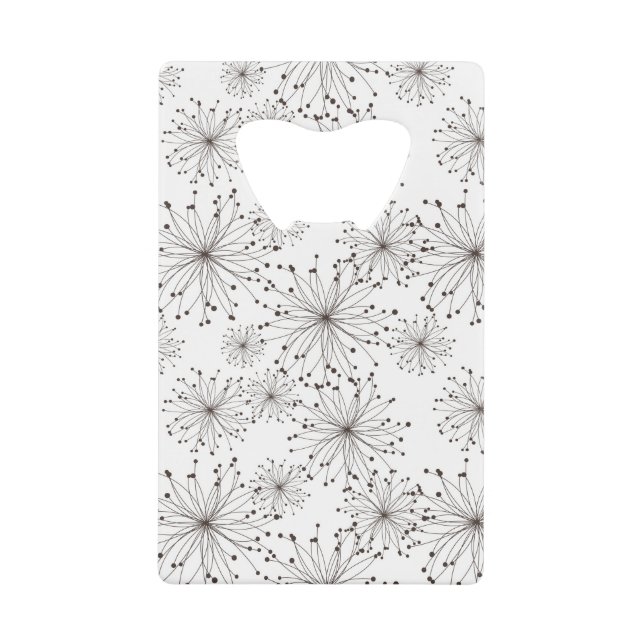 Retro floral background credit card bottle opener (Front)